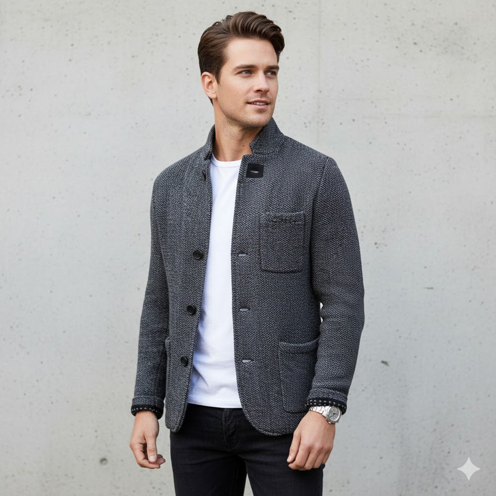 Herren Strickjacke mit Stehkragen | Slim Fit | Winter