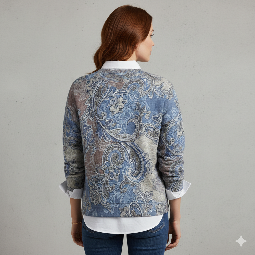 Damen Strickpullover mit Blumenmuster | Locker & Elegant