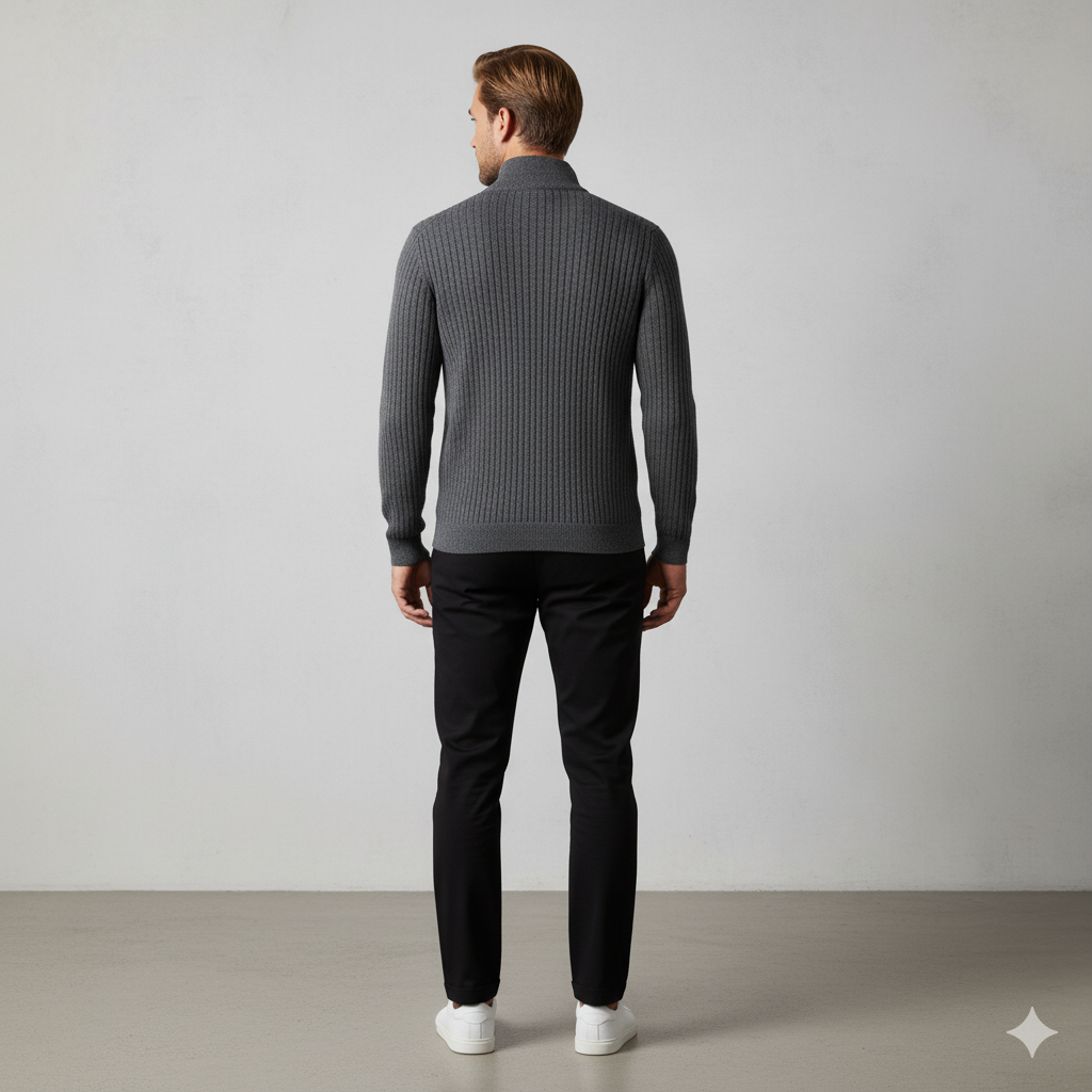 Herren Strickpullover mit Stehkragen | Halbzip | Winter