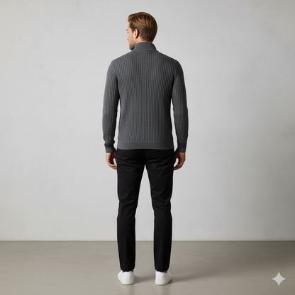 Herren Strickpullover mit Stehkragen | Halbzip | Winter