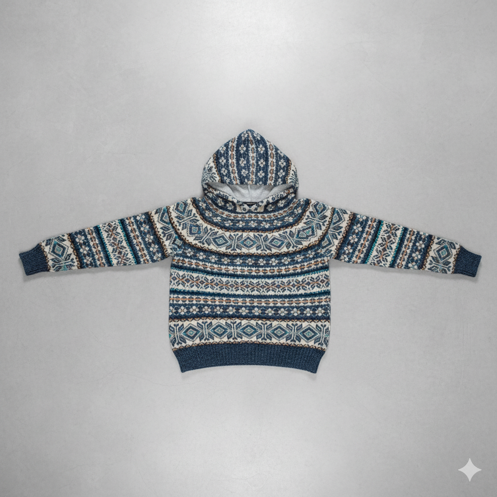 Gemusterter Damen Hoodie Pullover mit Kapuze | Winter