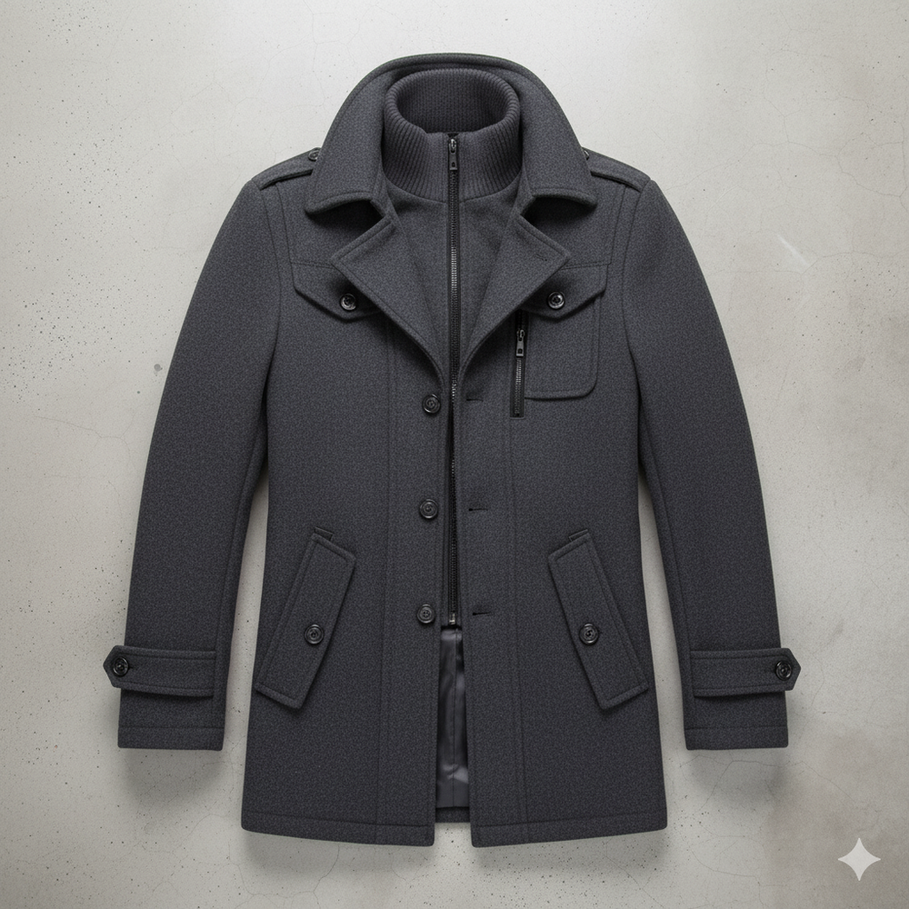 Eleganter Herren Wollmantel mit Stehkragen | Winter | Warm