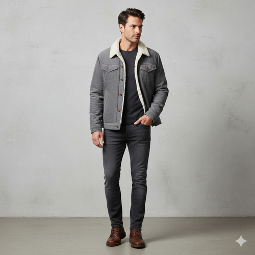 Herren Cordjacke mit Teddyfutter | Warm & Lässig | Herbst Winter