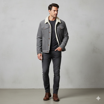Herren Cordjacke mit Teddyfutter | Warm & Lässig | Herbst Winter