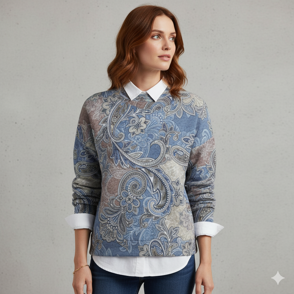Damen Strickpullover mit Blumenmuster | Locker & Elegant