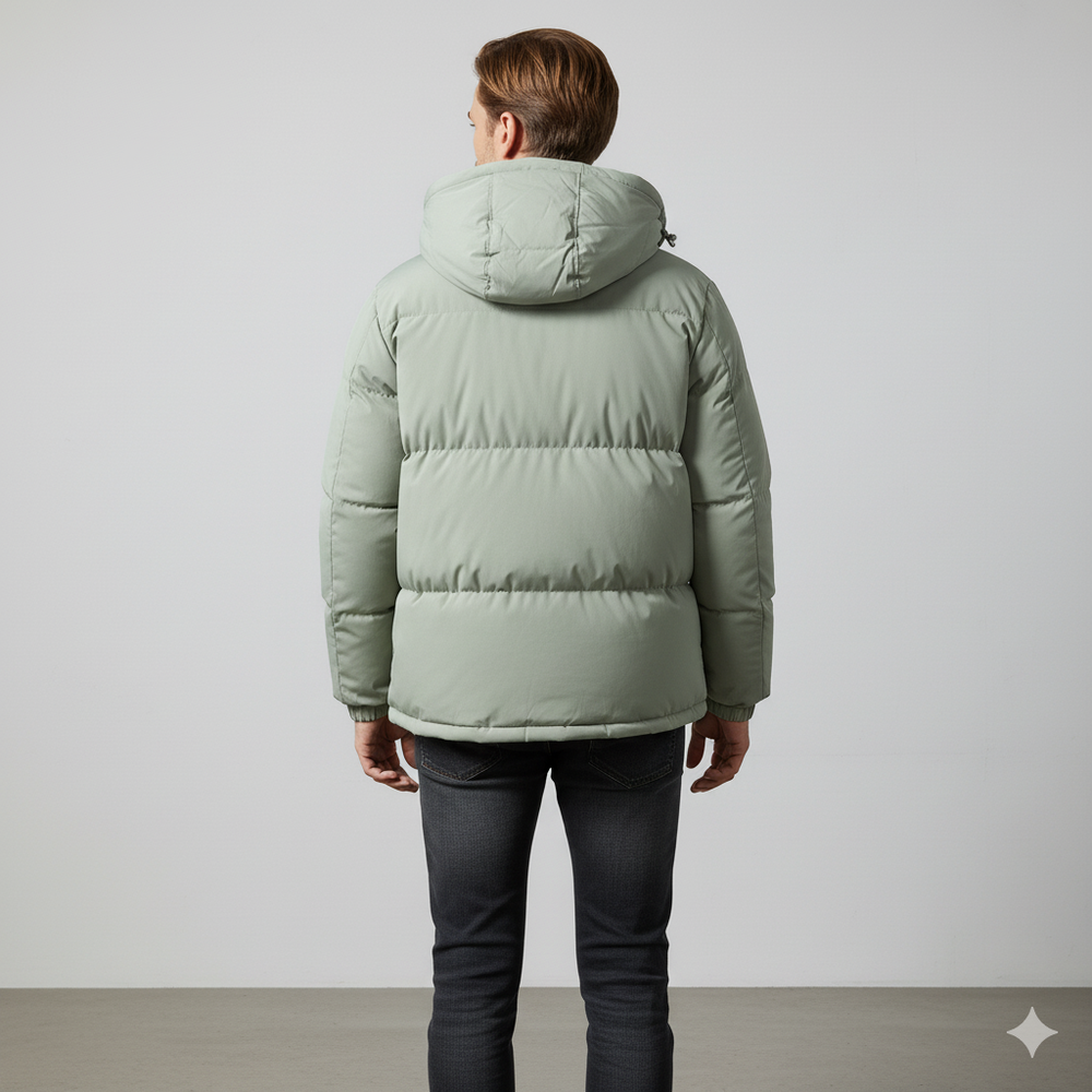 Warme Herren Pufferjacke mit Kapuze