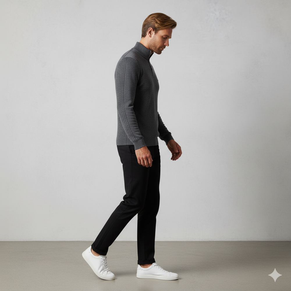 Herren Strickpullover mit Stehkragen | Halbzip | Winter