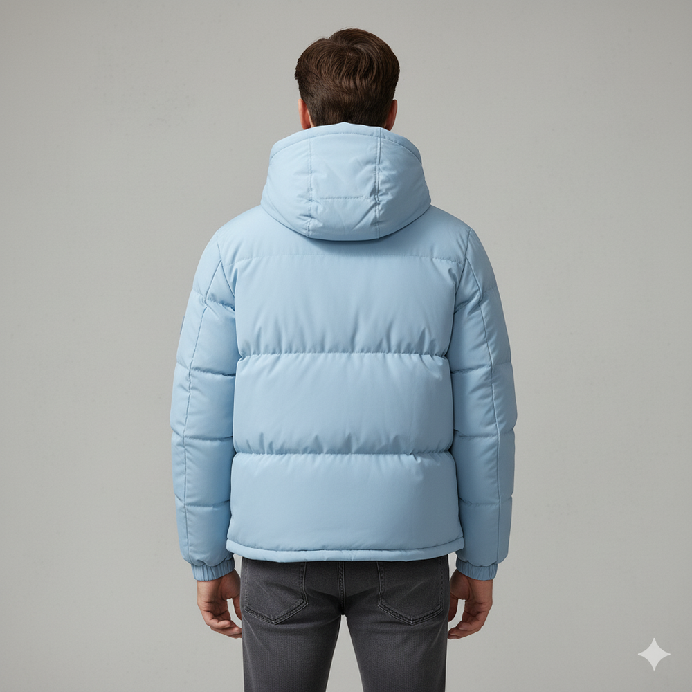 Warme Herren Pufferjacke mit Kapuze