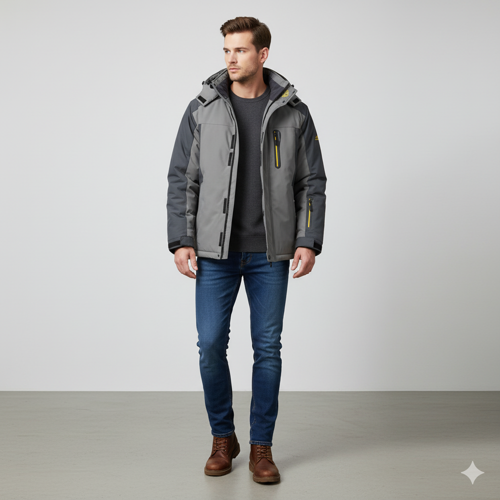 Herren Skijacke mit Kapuze | Winddicht & Warm | Winter Outdoor