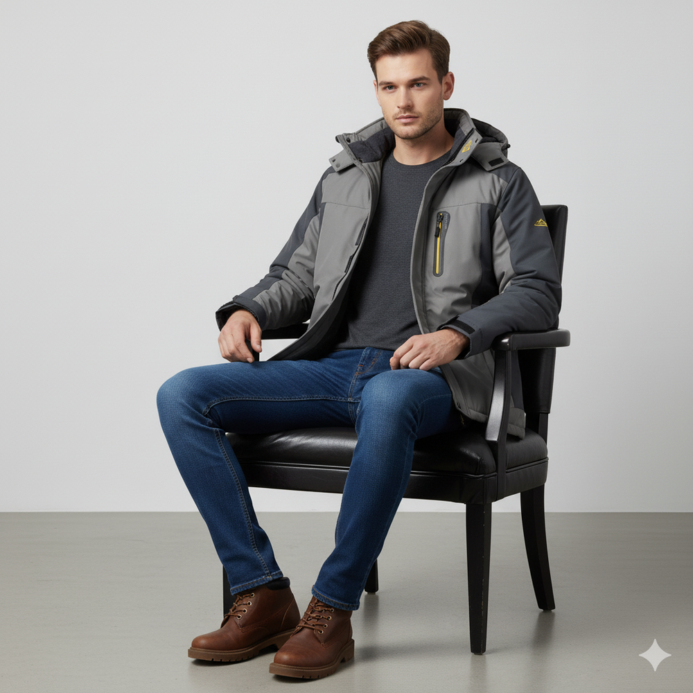 Herren Skijacke mit Kapuze | Winddicht & Warm | Winter Outdoor