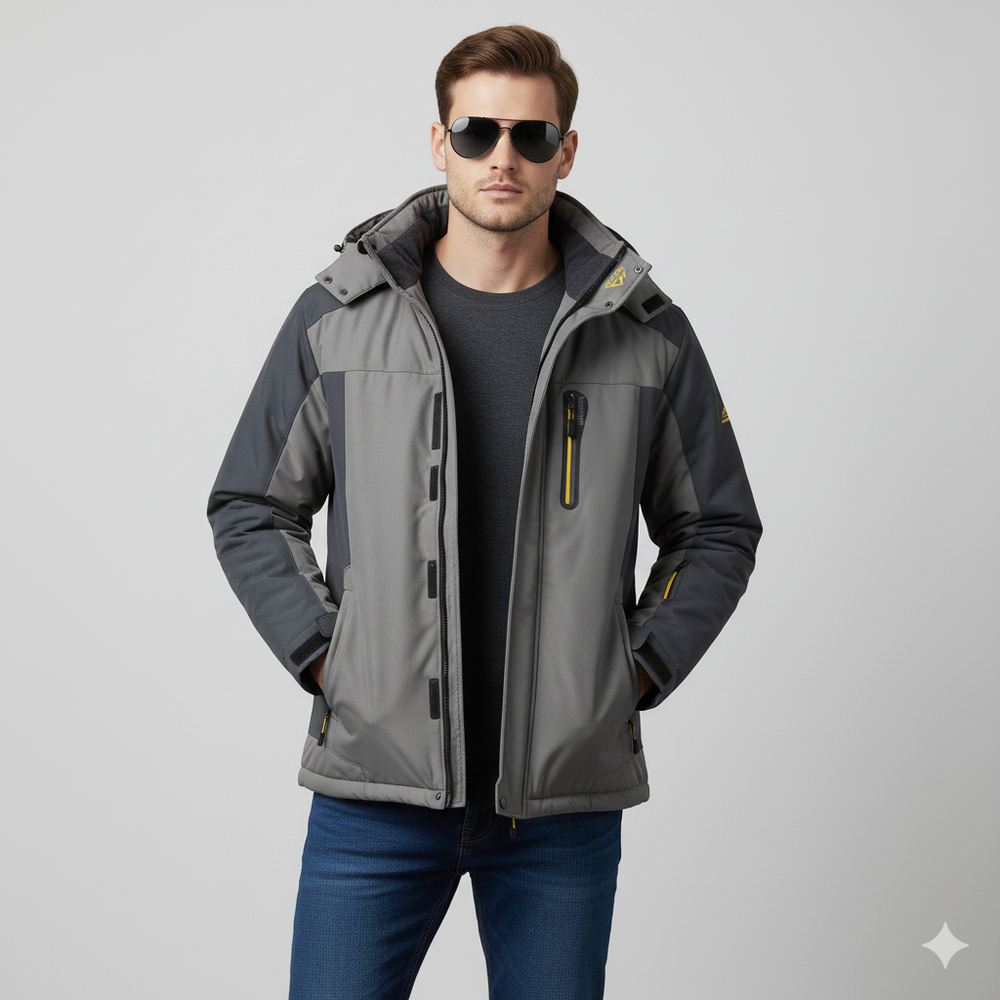 Herren Skijacke mit Kapuze | Winddicht & Warm | Winter Outdoor