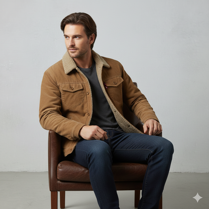 Herren Cordjacke mit Teddyfutter | Warm & Lässig | Herbst Winter