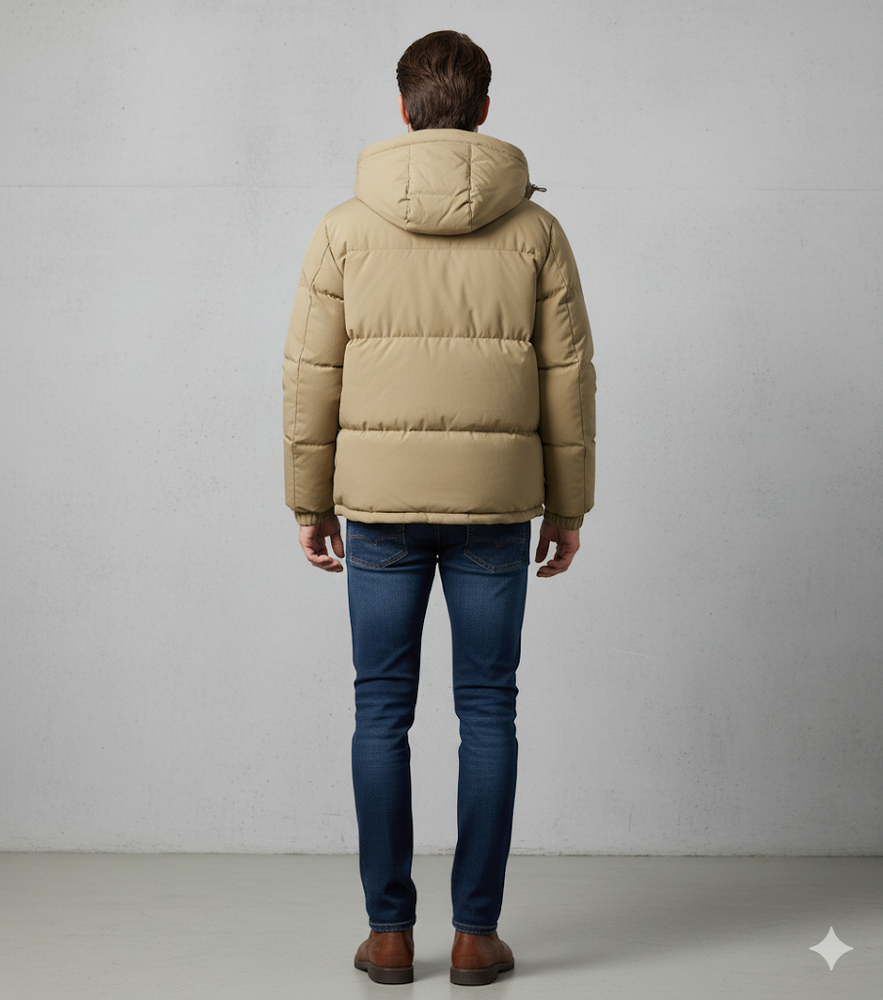 Warme Herren Pufferjacke mit Kapuze