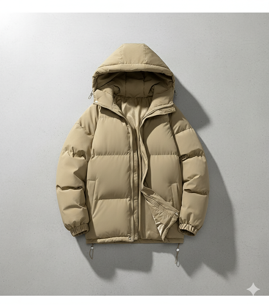 Warme Herren Pufferjacke mit Kapuze