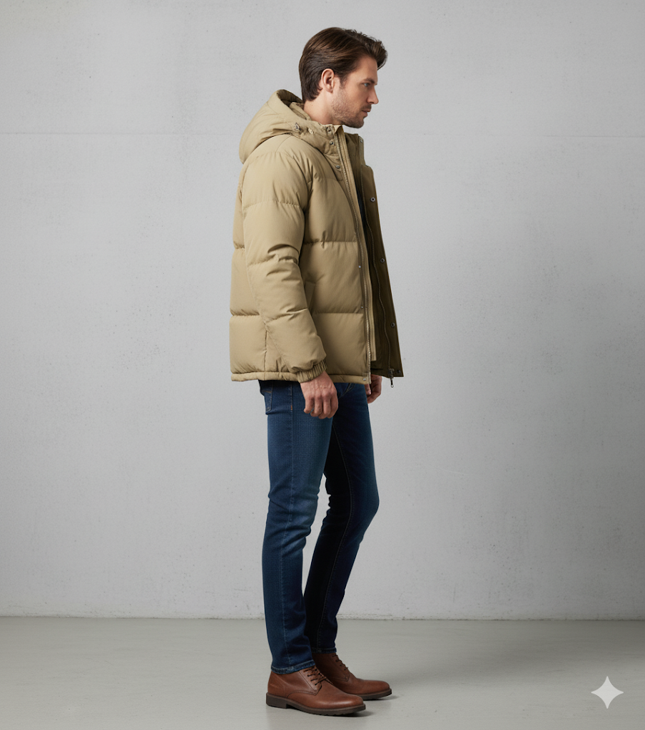 Warme Herren Steppjacke mit Kapuze | Winter Casual