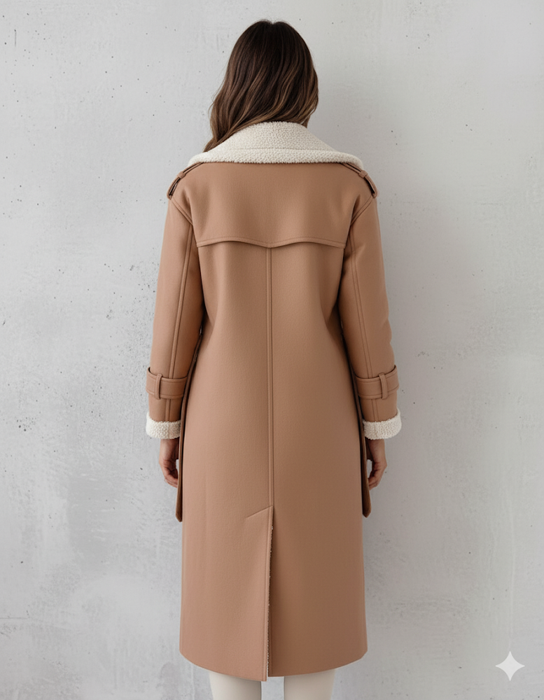 Damen Mantel aus Veganleder mit Plüschfutter | Warm & Modern