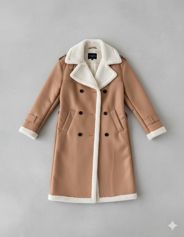 Damen Mantel aus Veganleder mit Plüschfutter | Warm & Modern