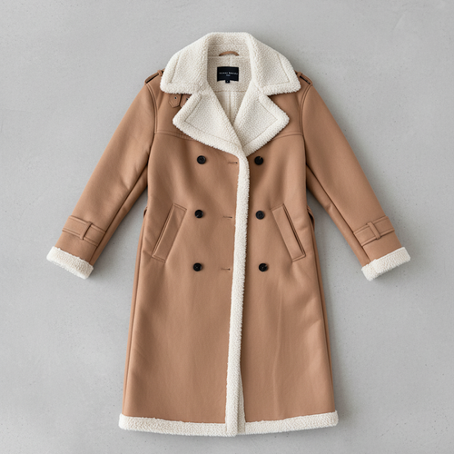 Damen Mantel aus Veganleder mit Plüschfutter | Warm & Modern