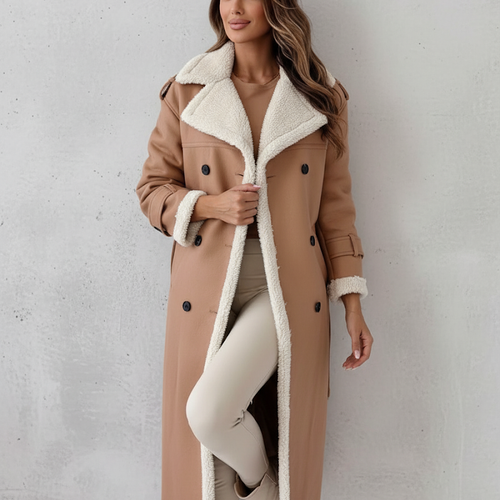 Damen Mantel aus Veganleder mit Plüschfutter | Warm & Modern