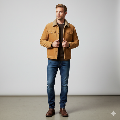 Herren Cordjacke mit Teddyfutter | Warm & Lässig | Herbst Winter