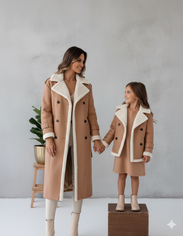 Damen Mantel aus Veganleder mit Plüschfutter | Warm & Modern