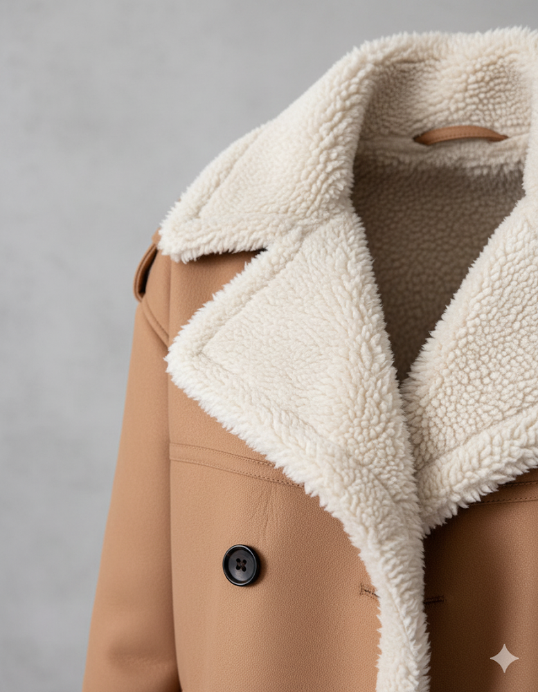 Damen Mantel aus Veganleder mit Plüschfutter | Warm & Modern