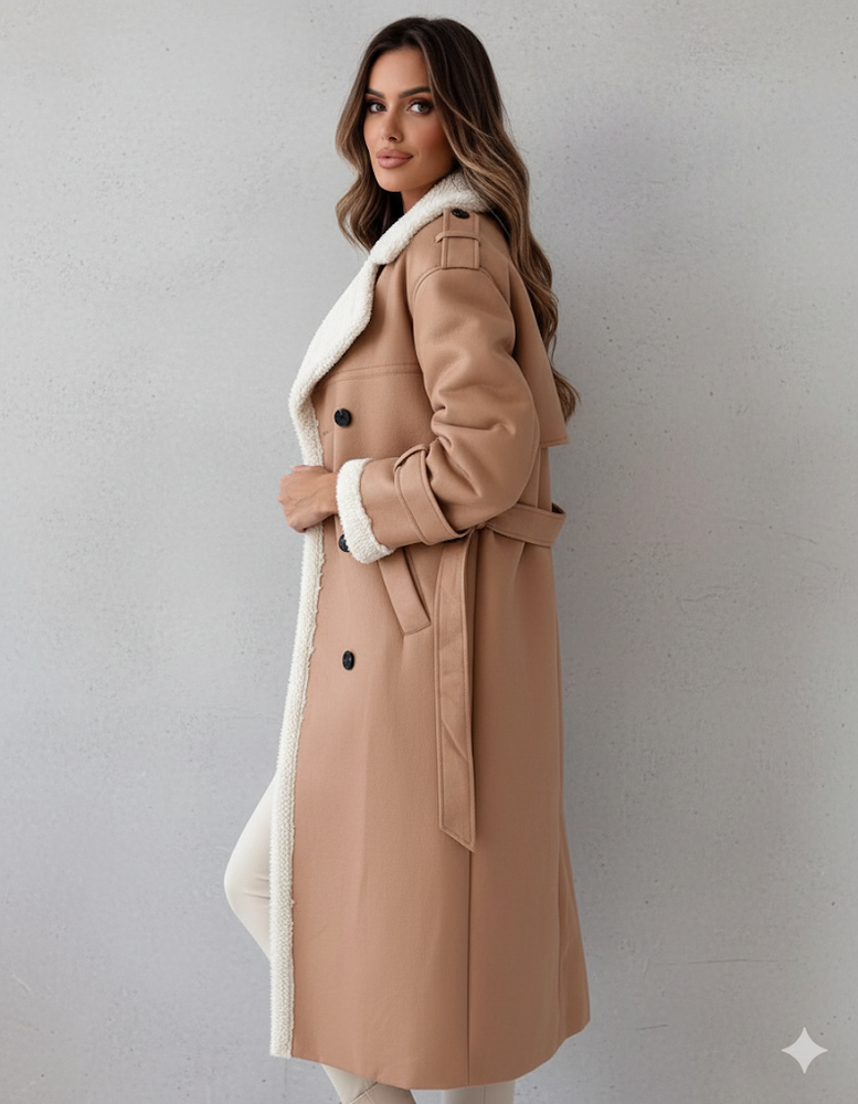 Damen Mantel aus Veganleder mit Plüschfutter | Warm & Modern