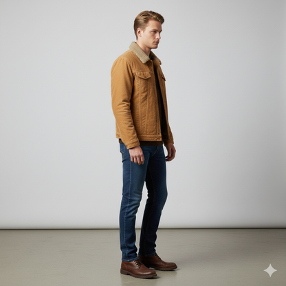 Herren Cordjacke mit Teddyfutter | Warm & Lässig | Herbst Winter