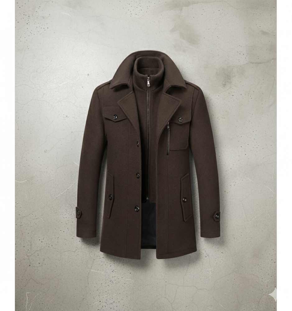 Eleganter Herren Wollmantel mit Stehkragen | Winter | Warm