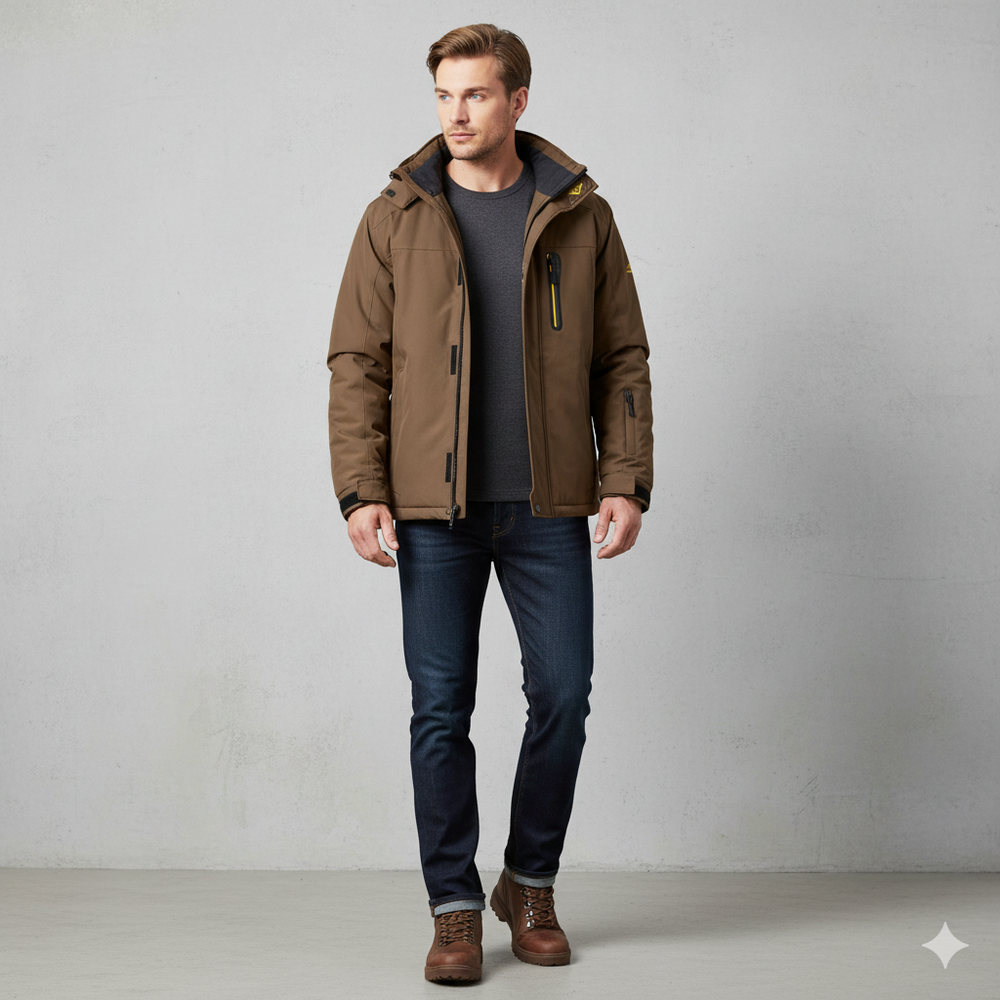 Herren Skijacke mit Kapuze | Winddicht & Warm | Winter Outdoor