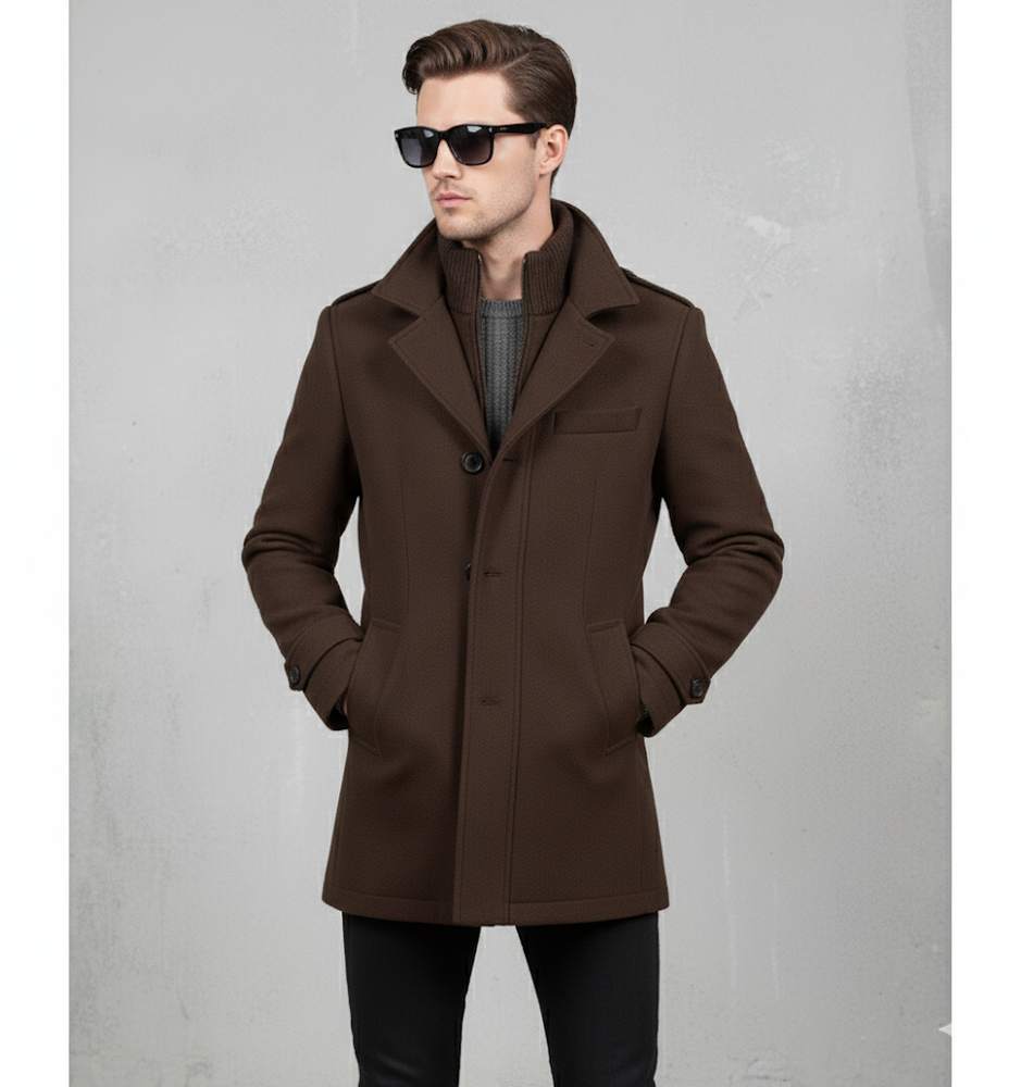 Eleganter Herren Wollmantel mit Stehkragen | Winter | Warm