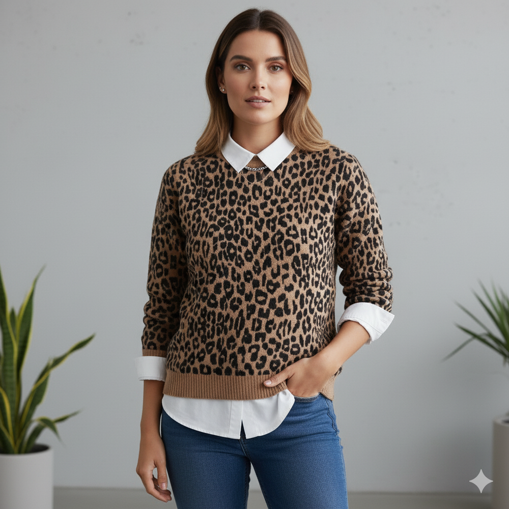 Damen Strickpullover mit Blumenmuster | Locker & Elegant
