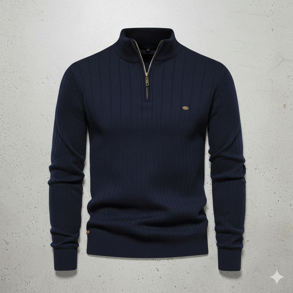 Herren Strickpullover mit Stehkragen | Halbzip | Winter