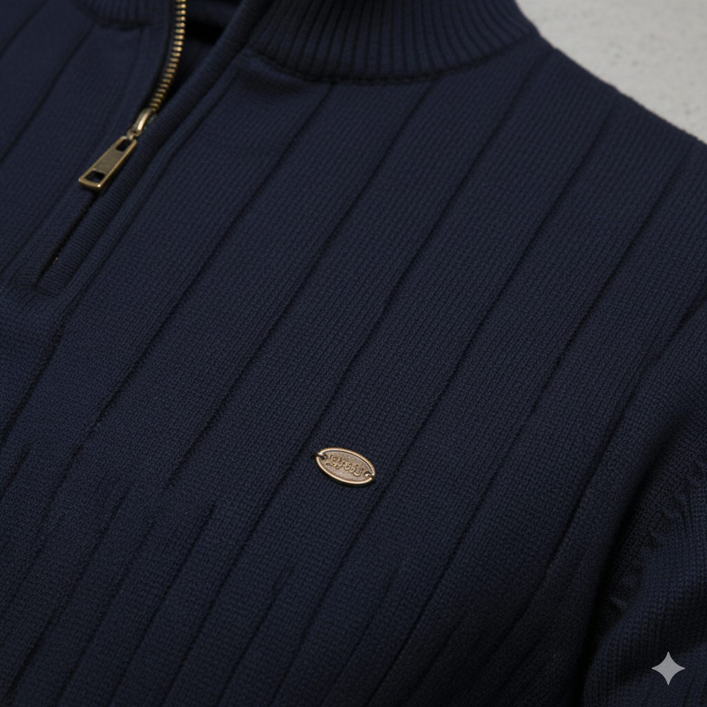 Herren Strickpullover mit Stehkragen | Halbzip | Winter