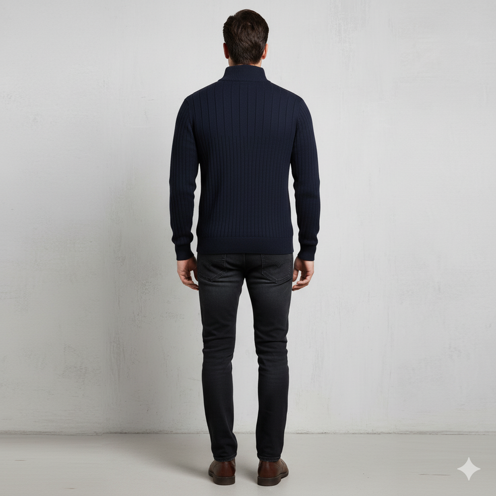 Herren Strickpullover mit Stehkragen | Halbzip | Winter