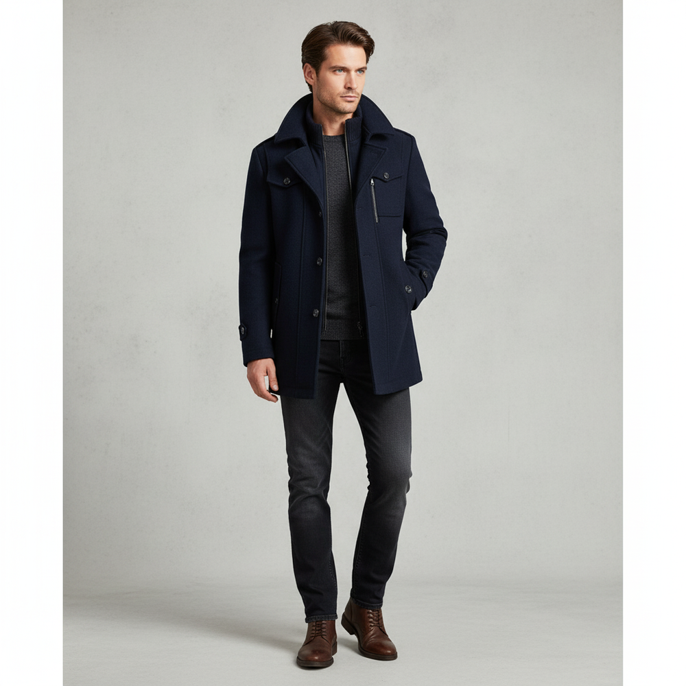 Eleganter Herren Wollmantel mit Stehkragen | Winter | Warm