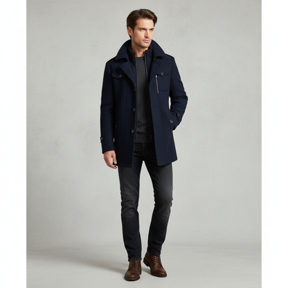 Eleganter Herren Wollmantel mit Stehkragen | Winter | Warm