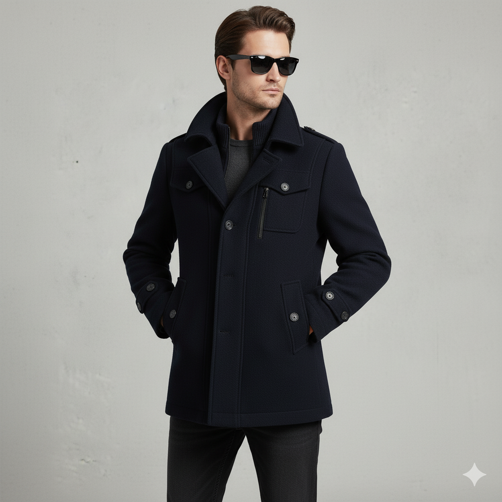 Eleganter Herren Wollmantel mit Stehkragen | Winter | Warm