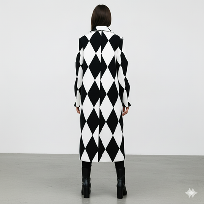 Damen Wollmantel mit Karomuster | Oversize & Warm | Winter