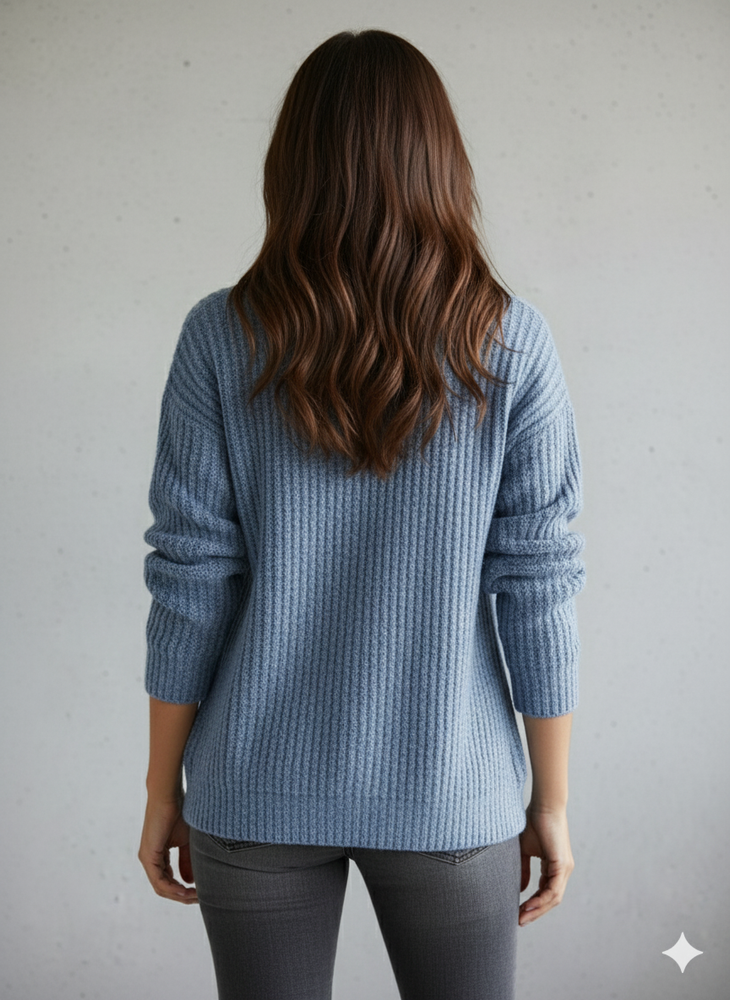 Kuscheliger Damen Strickpullover mit Reißverschluss | Winter