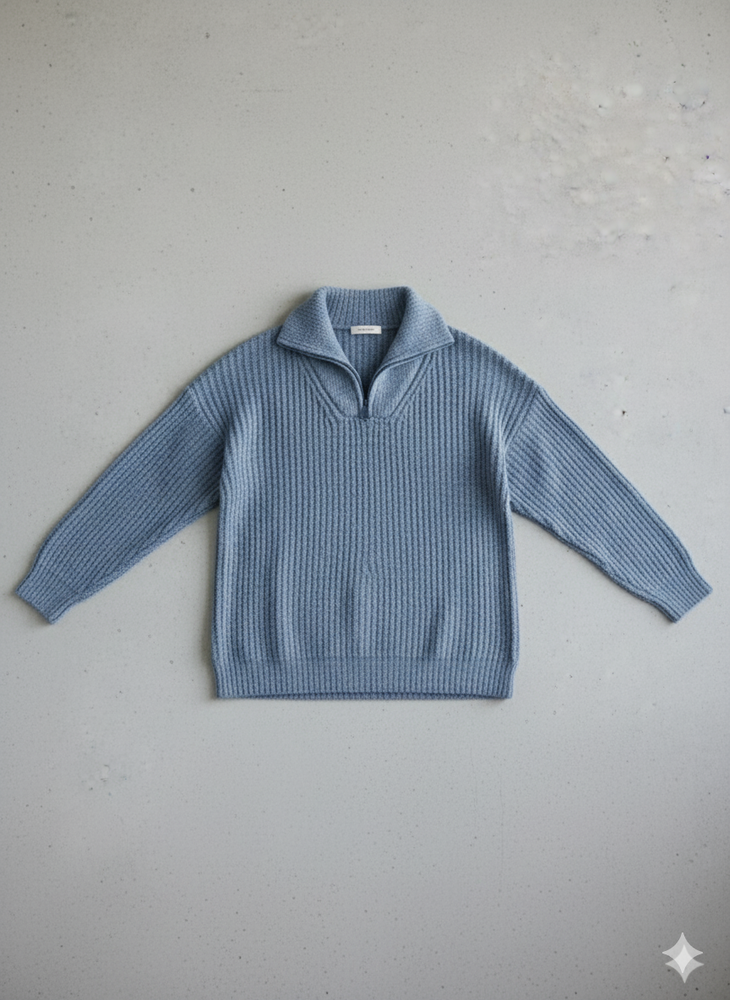 Kuscheliger Damen Strickpullover mit Reißverschluss | Winter