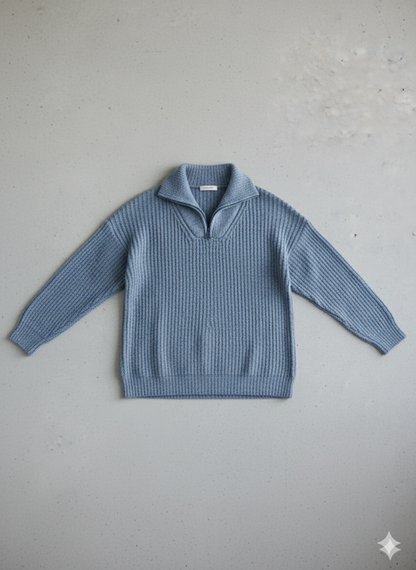 Kuscheliger Damen Strickpullover mit Reißverschluss | Winter