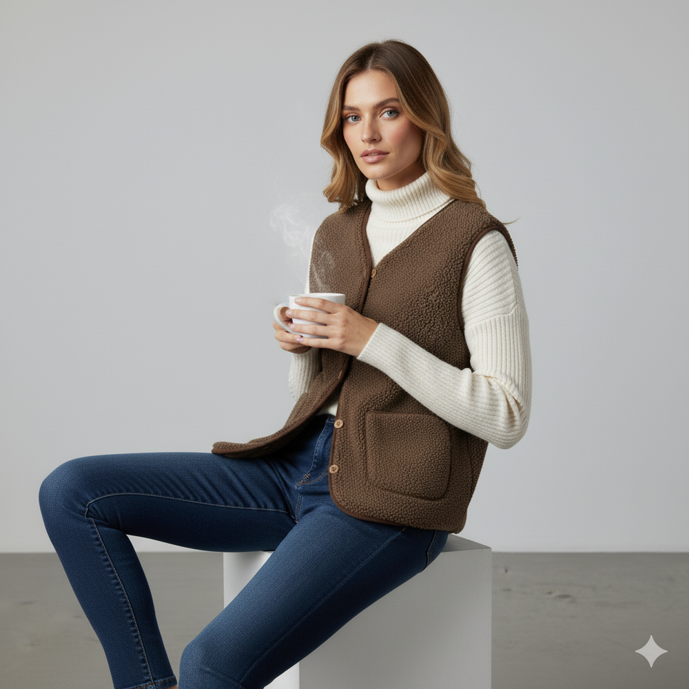Kuschelige Damenweste aus Plüsch | Warm & Bequem für Herbst/Winter