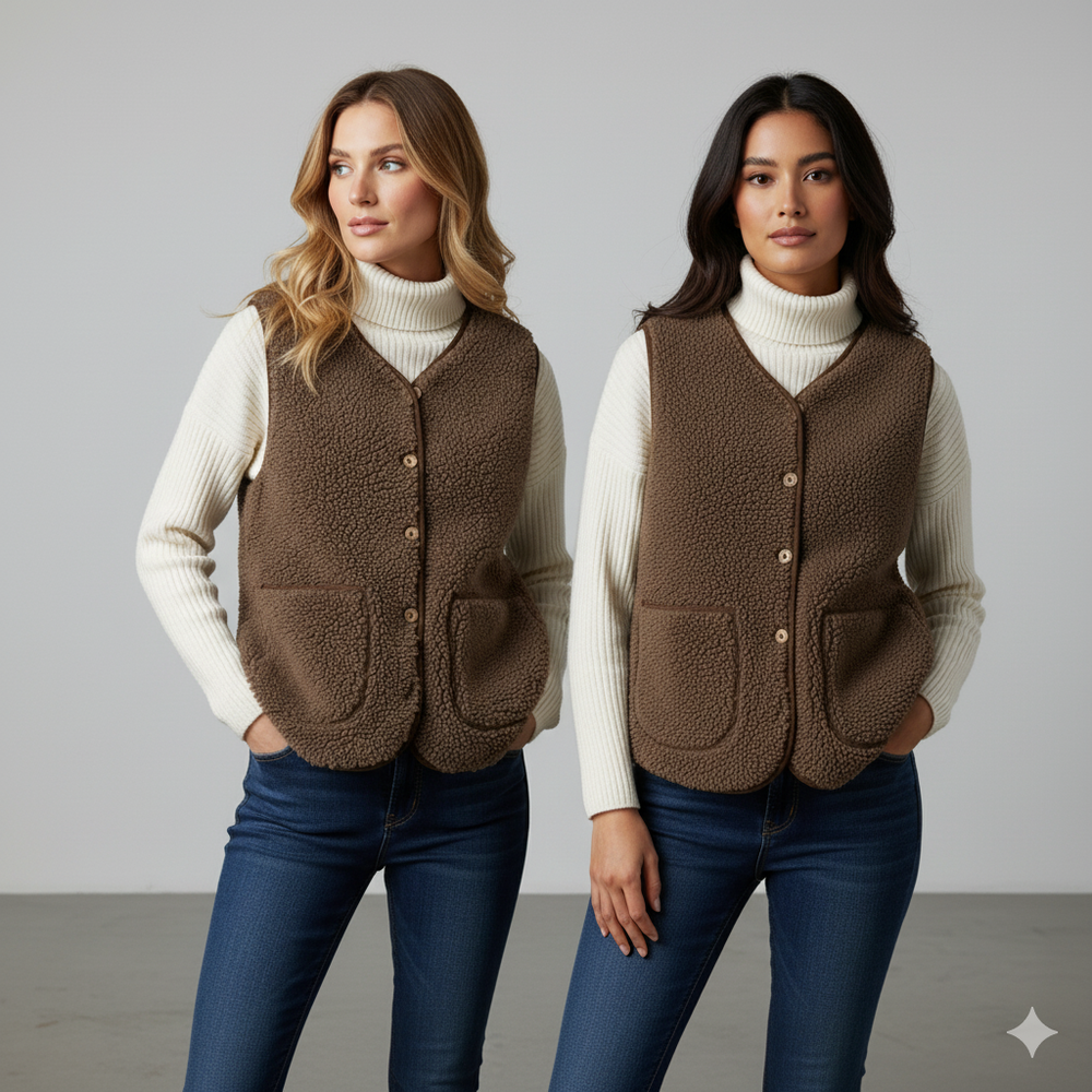 Kuschelige Damenweste aus Plüsch | Warm & Bequem für Herbst/Winter