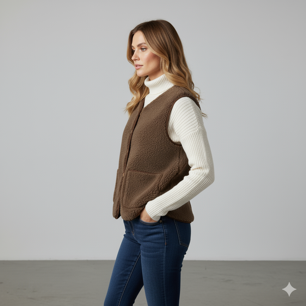 Kuschelige Damenweste aus Plüsch | Warm & Bequem für Herbst/Winter