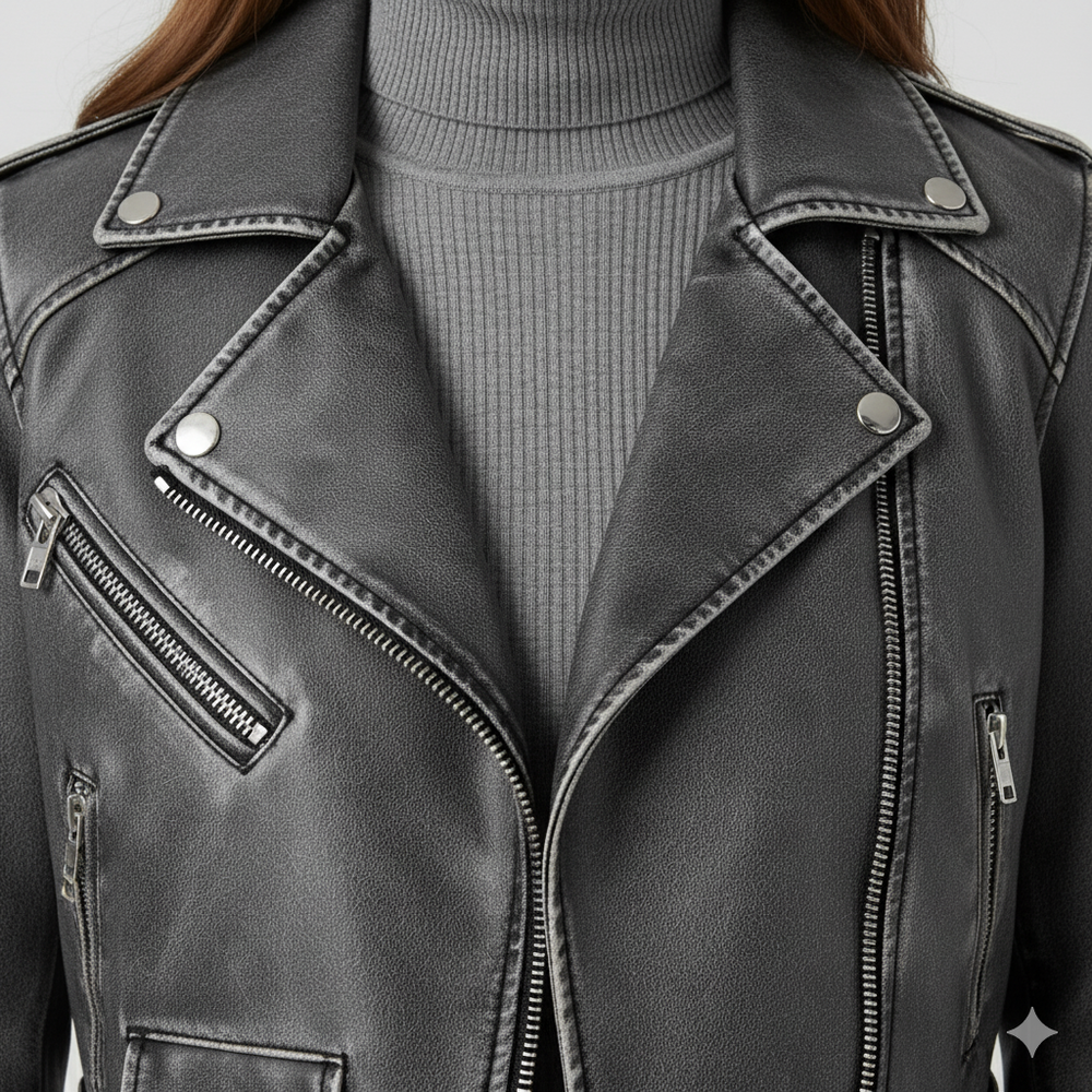 Damen Bikerjacke aus Veganleder | Kurz & Modern | Herbst