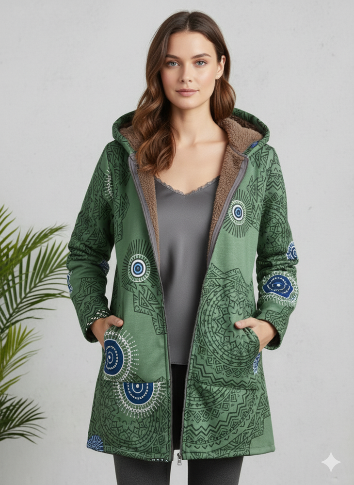 Damen Fleecejacke mit Kapuze | Plüsch & Kuschelig | Herbst/Winter