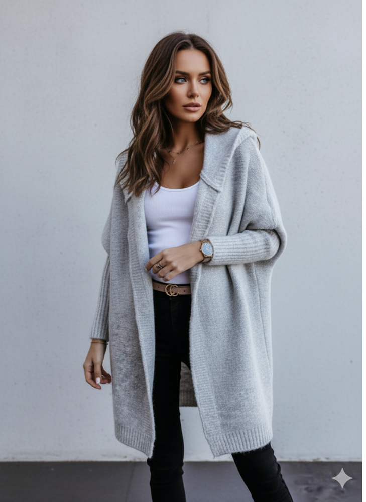 Langer Damen Strickjacke im Loose Fit mit Revers | Herbst