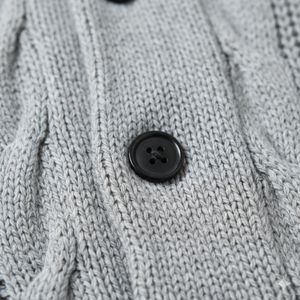 Herren Strickjacke mit Schalkragen und Zopfmuster | Winter