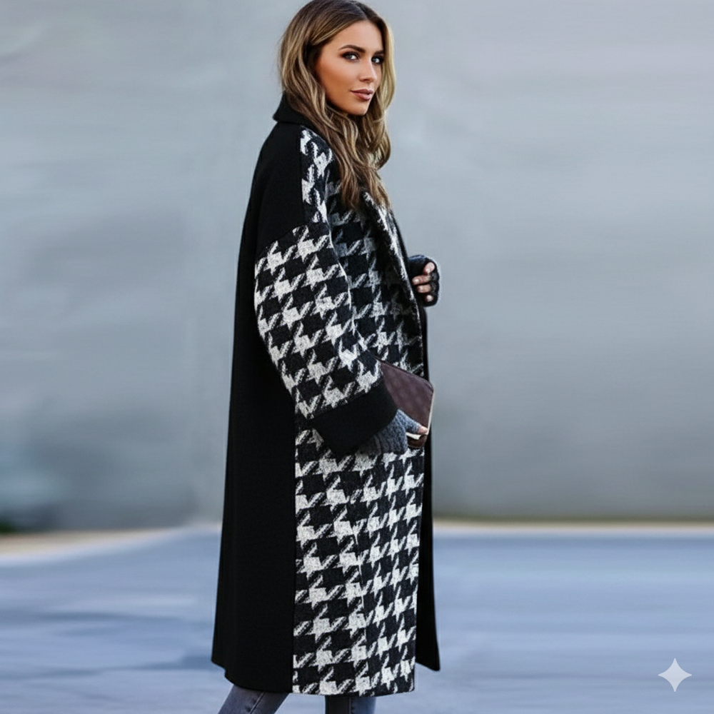 Damen Wollmantel mit Karomuster | Oversize & Warm | Winter